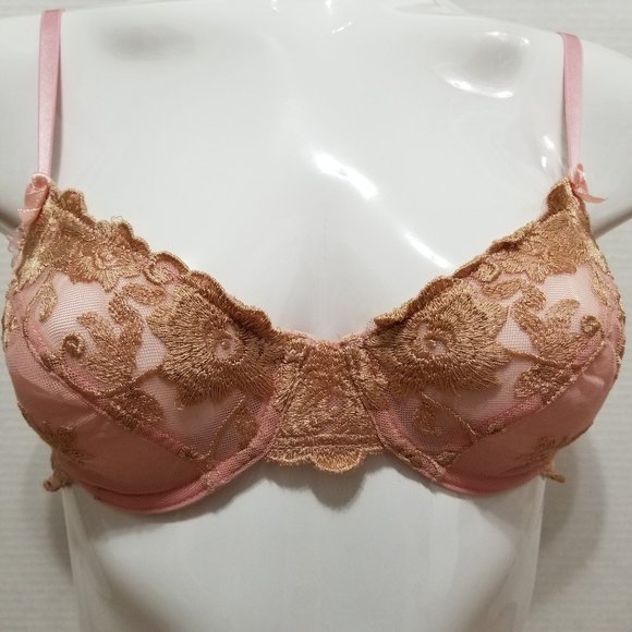 Glamour bra 34B floral lace mesh ornate bow butterfly dragonfly romantic lolita - Picture 5 of 14